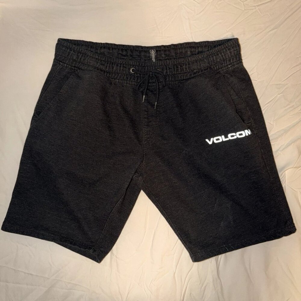 Volcom Men’s Medium Charcoal Gray Fleece Shorts Drawstring Lounge Skate 2019